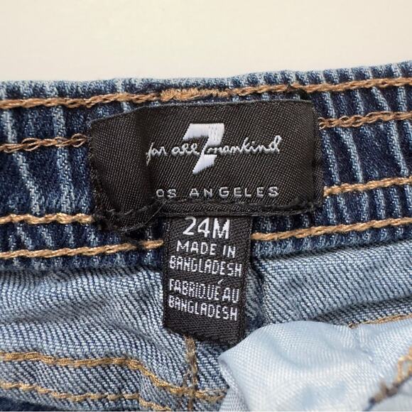 7 For All Mankind Denim Jean shorts cotton spandex stretch snap fly dark Wash - Picture 8 of 11